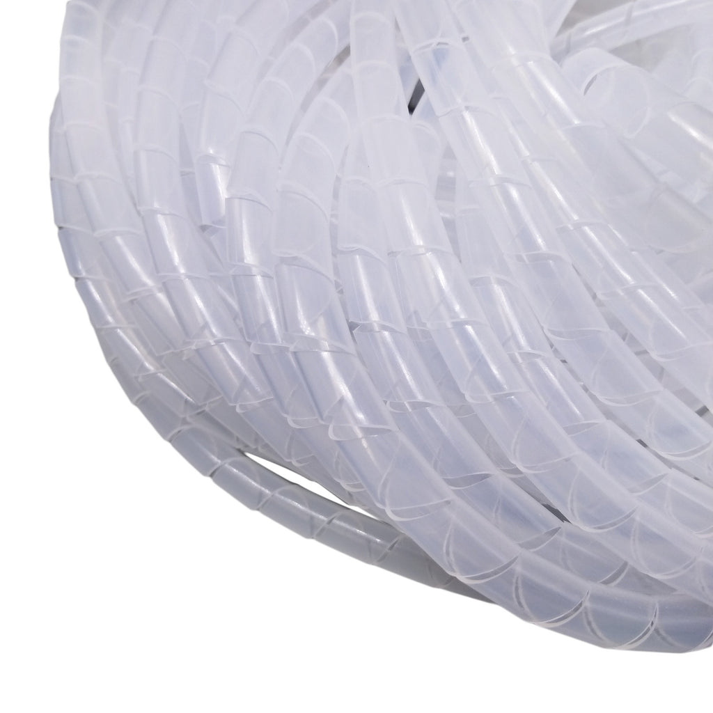 US Stock 15M 49.21ft Roll 6mm Spiral Wrapping Band Cable Management White ROHS