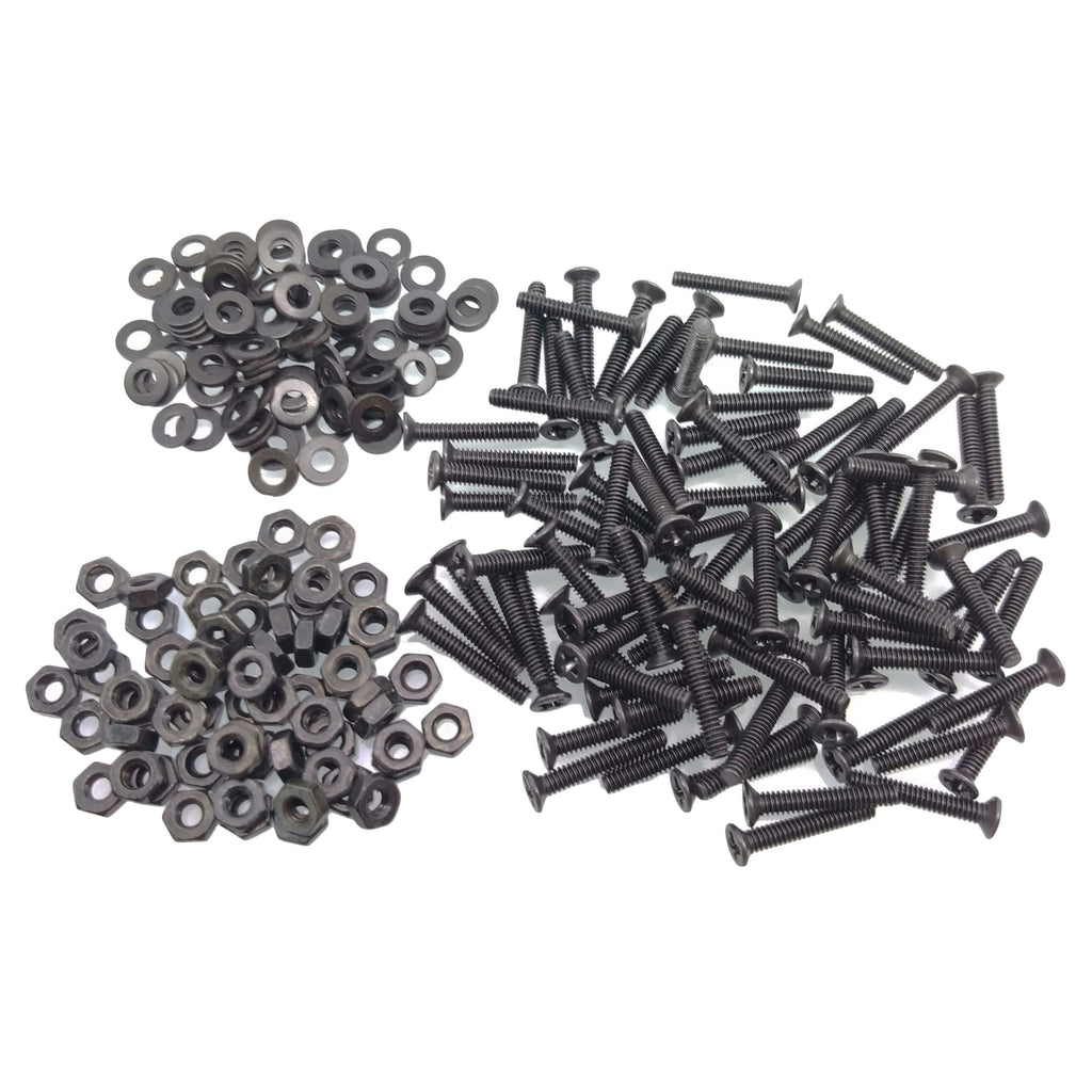 500pcs M2.5 x 12mm Flat Head Black Screws with Nuts Washers