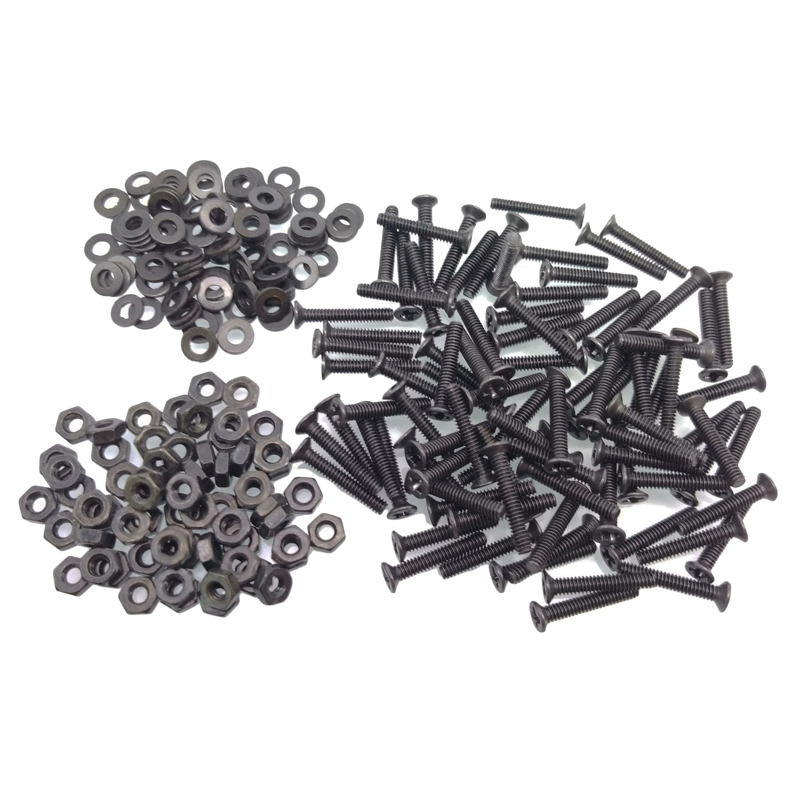 500pcs M2.5 x 12mm Flat Head Black Screws with Nuts Washers