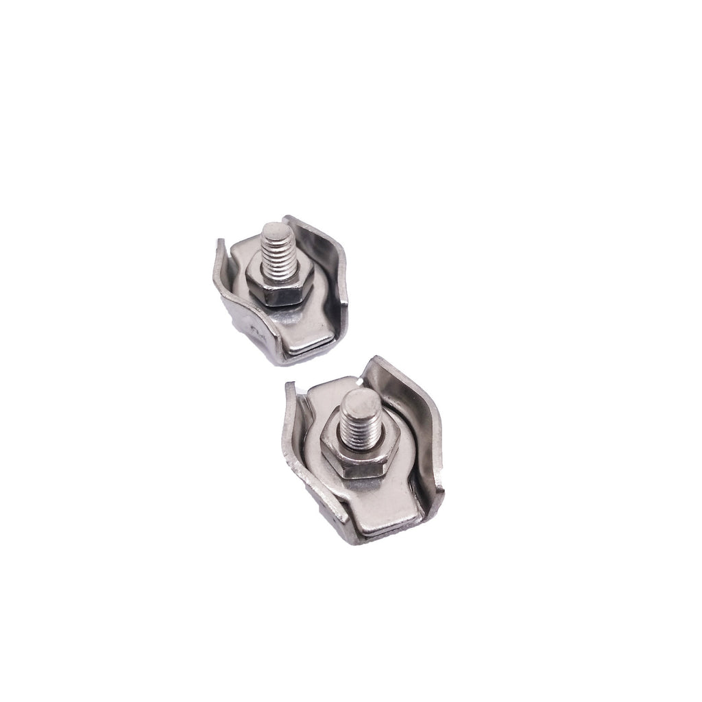 US Stock 10pcs 3mm 304/A2 Stainless Steel Wire Rope Simple Grip Cable Clamp