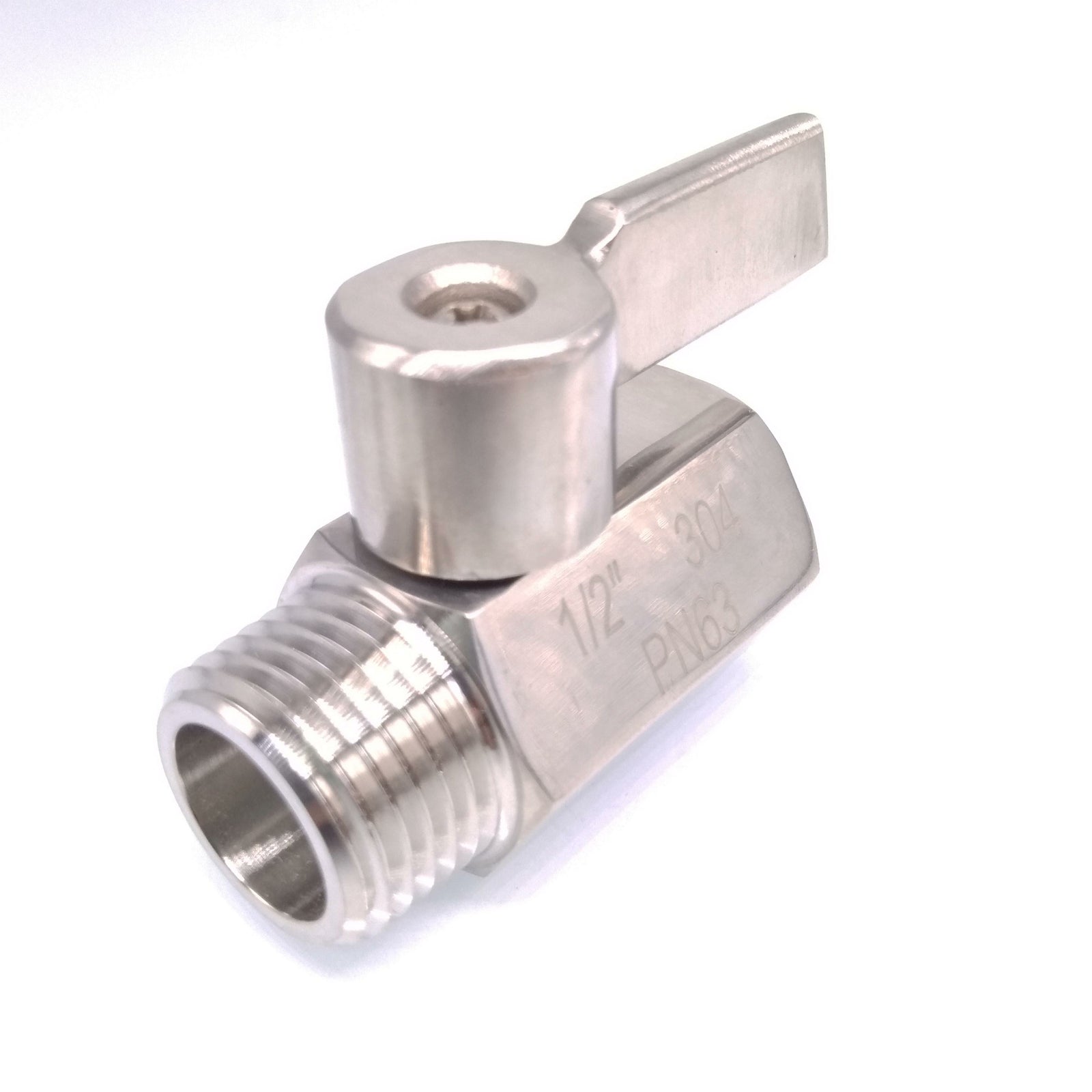 304 Stainless Steel Mini Ball Valve With Handle Female x Male NPT Thread 1/2''