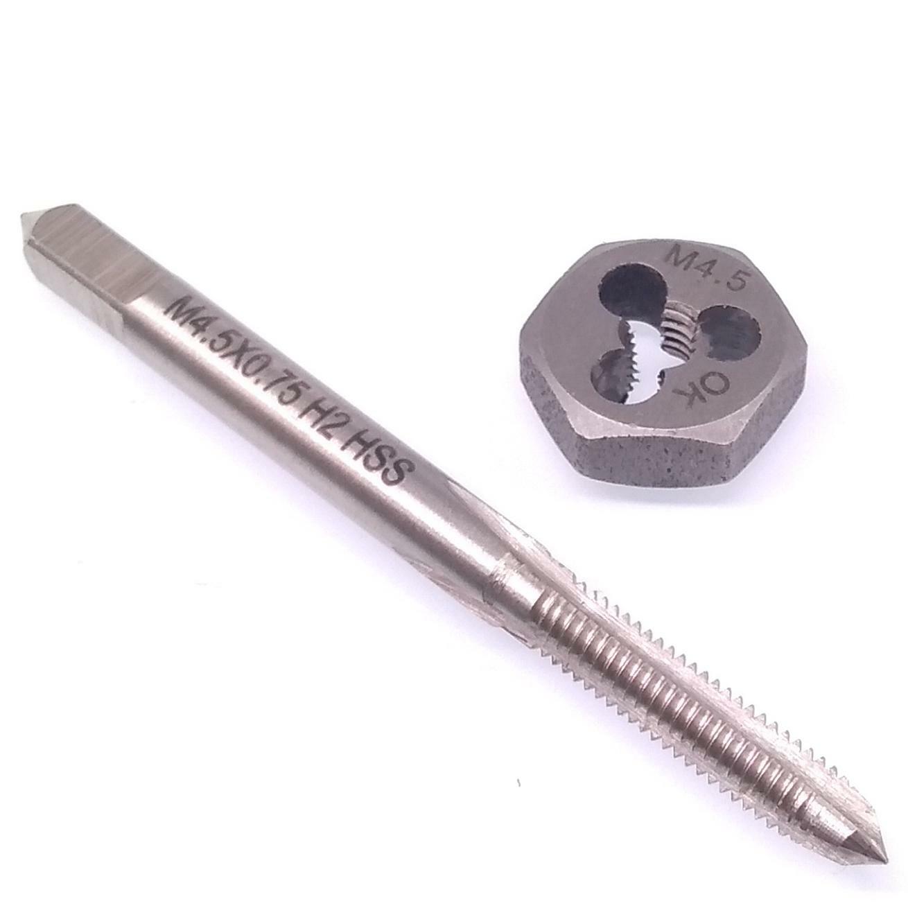 HSS M4.5 x 0.75mm Tap & 4.5 x 0.75mm Hexagon Die Metric Thread Right Hand Set