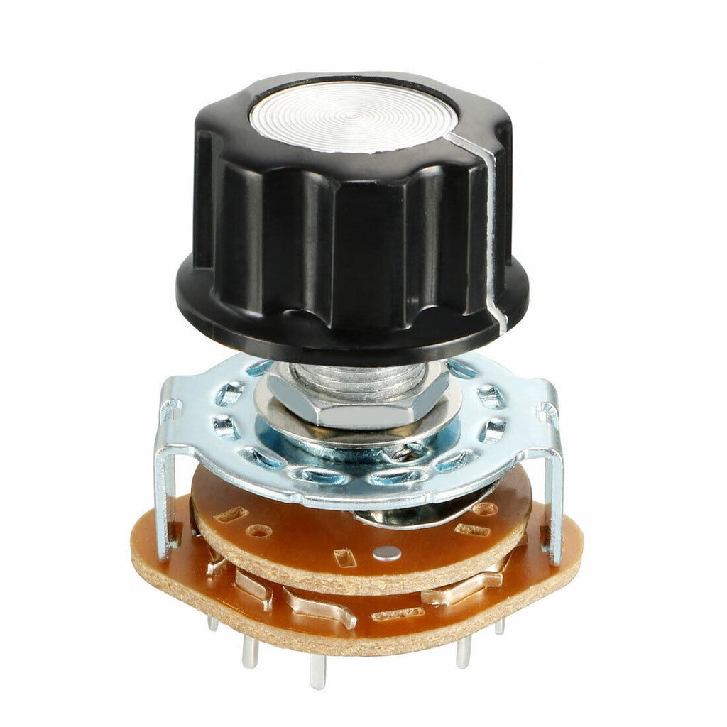6mm 2P5T 2 Rod 5 Position Single Band Channel Rotary Switch Plastic Knob