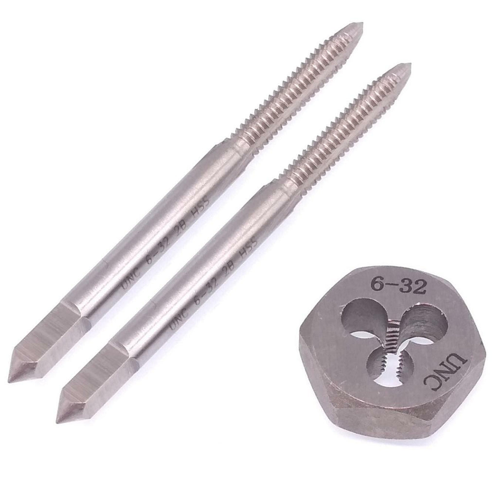 HSS 6-32 Taper & Plug Tap & 6-32 Hexagon Die Thread Right Hand Set