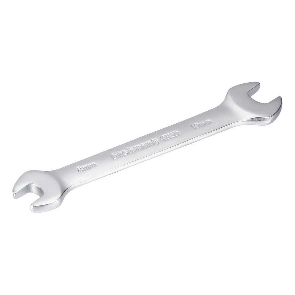 Metric Double Open End Wrench Polished Finish Cr-V, 8mm x 10mm