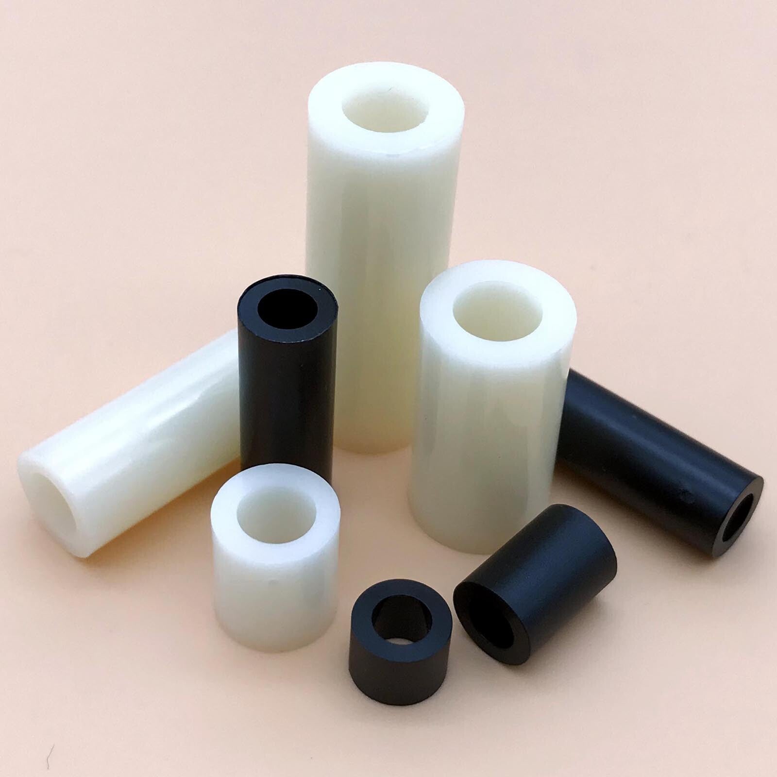 100pcs Black Nylon ABS Round Non-Threaded Column Standoff Spacer Washer M4x2mm