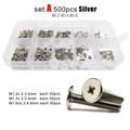 500X M1.2M1.4M1.6 Silver Mini Phillips Ultra Thin Flat Wafer Head Screw Bolt Set
