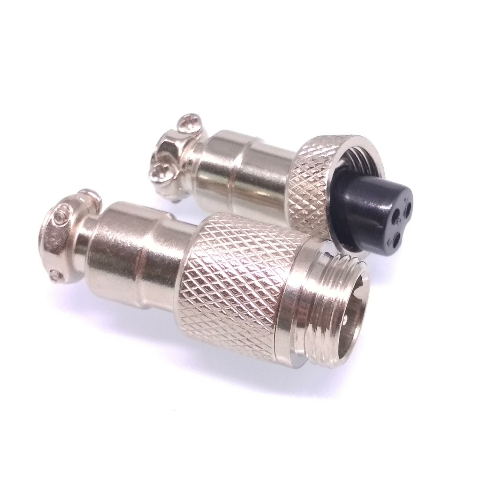 2Sets GX12 3Pin 12mm Panel Mounting Metal Aviation Connector Plug + Socket