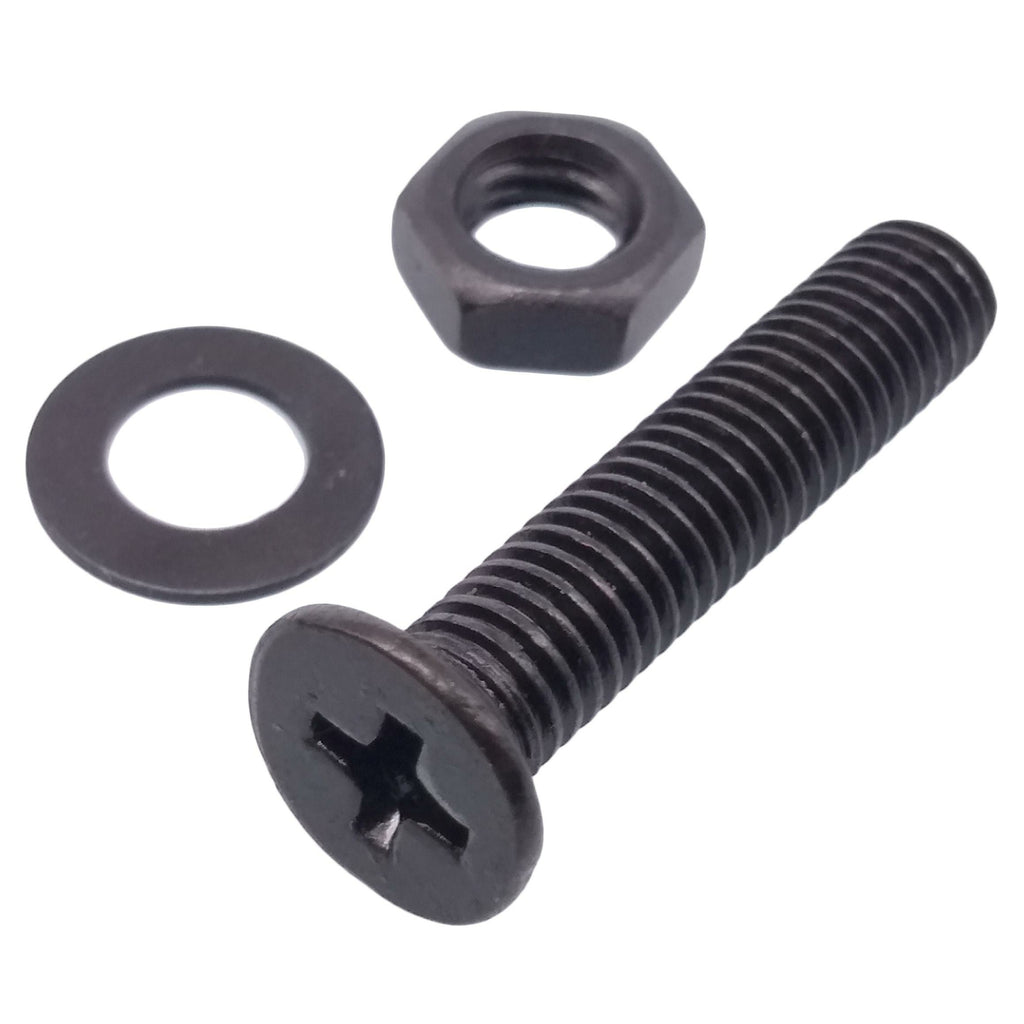100pcs M5 x 30mm Flat Head Black Screws with Nuts Washers