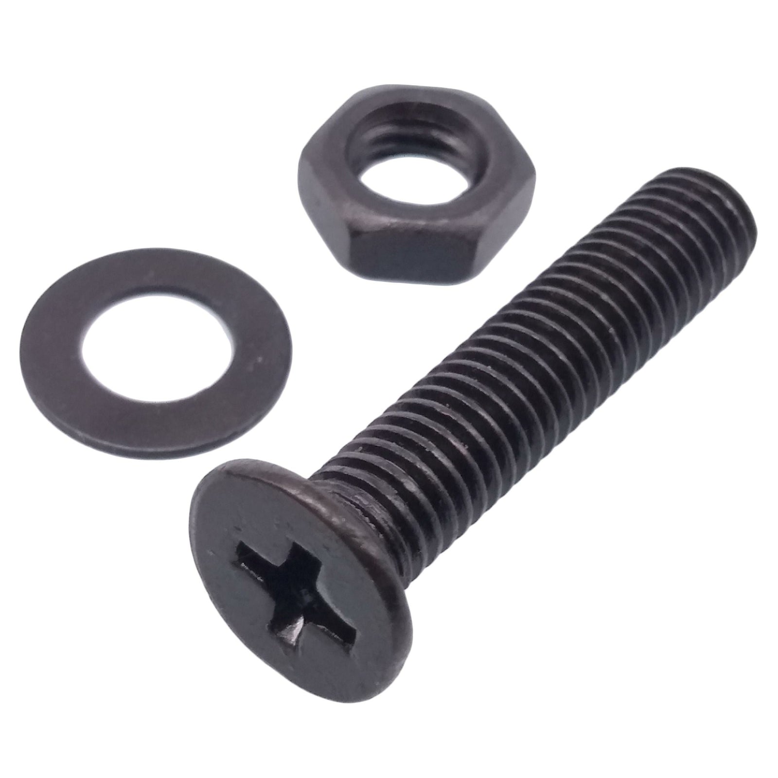 100pcs M5 x 30mm Flat Head Black Screws with Nuts Washers