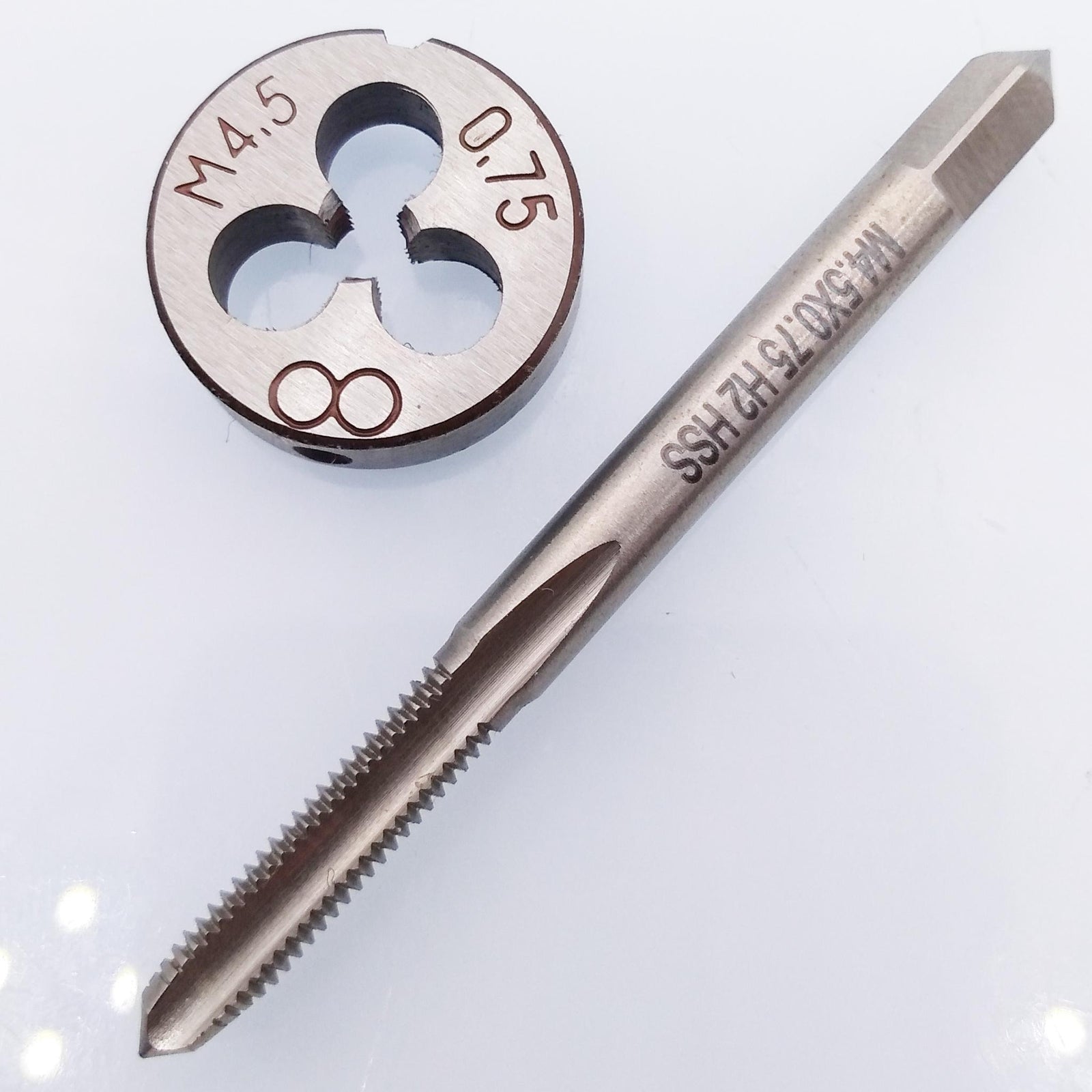 US Stock HSS M4.5 x 0.75mm Tap & M4.5 x 0.75mm Die Metric Thread Right Hand