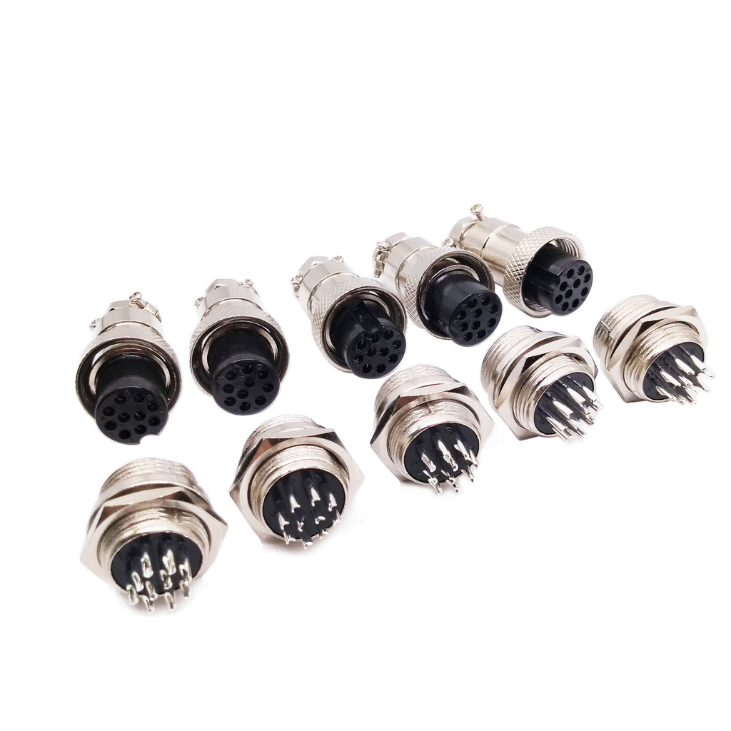 US Stock 5Pair Aviation Plug 10Pin Male Female Panel Wire Connector 16mm GX16-10