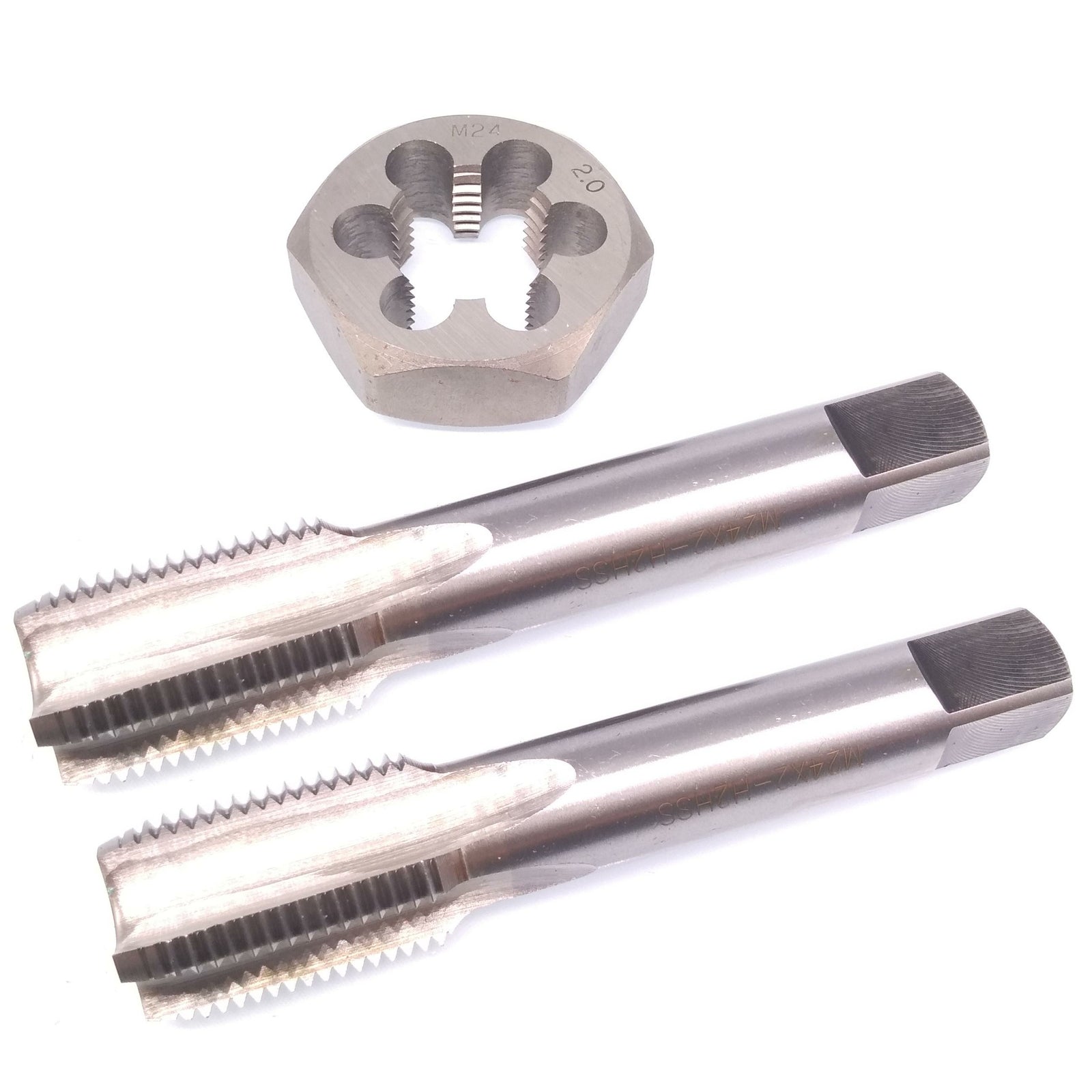 HSS M24 x 2mm Taper & Plug Tap & 24x2mm Hexagon Die Metric Thread Right Hand Set