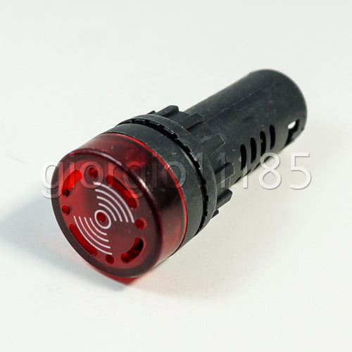 2pc AD16-22SM 22mm 12V Red LED Indicator Light Signal Flash Buzzer Beep
