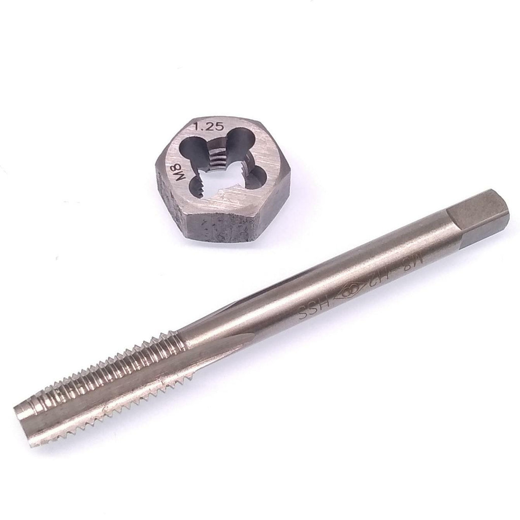 US Stock HSS M8 x 1.25mm Tap & 8x1.25mm Hexagon Die Metric Thread Right Hand Set