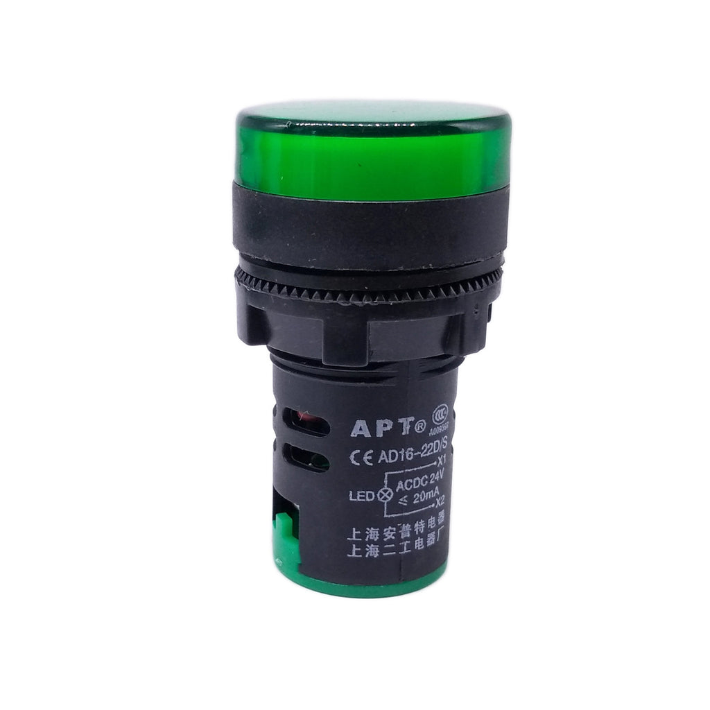 US Stock 5pcs Green LED Power Indicator Signal Light AC DC 24V 22mm AD16-22DS