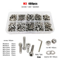 M3 SUS304 Allen Hexagon Hex Socket Cap Head Screw Bolt Nut Washer Set Kit