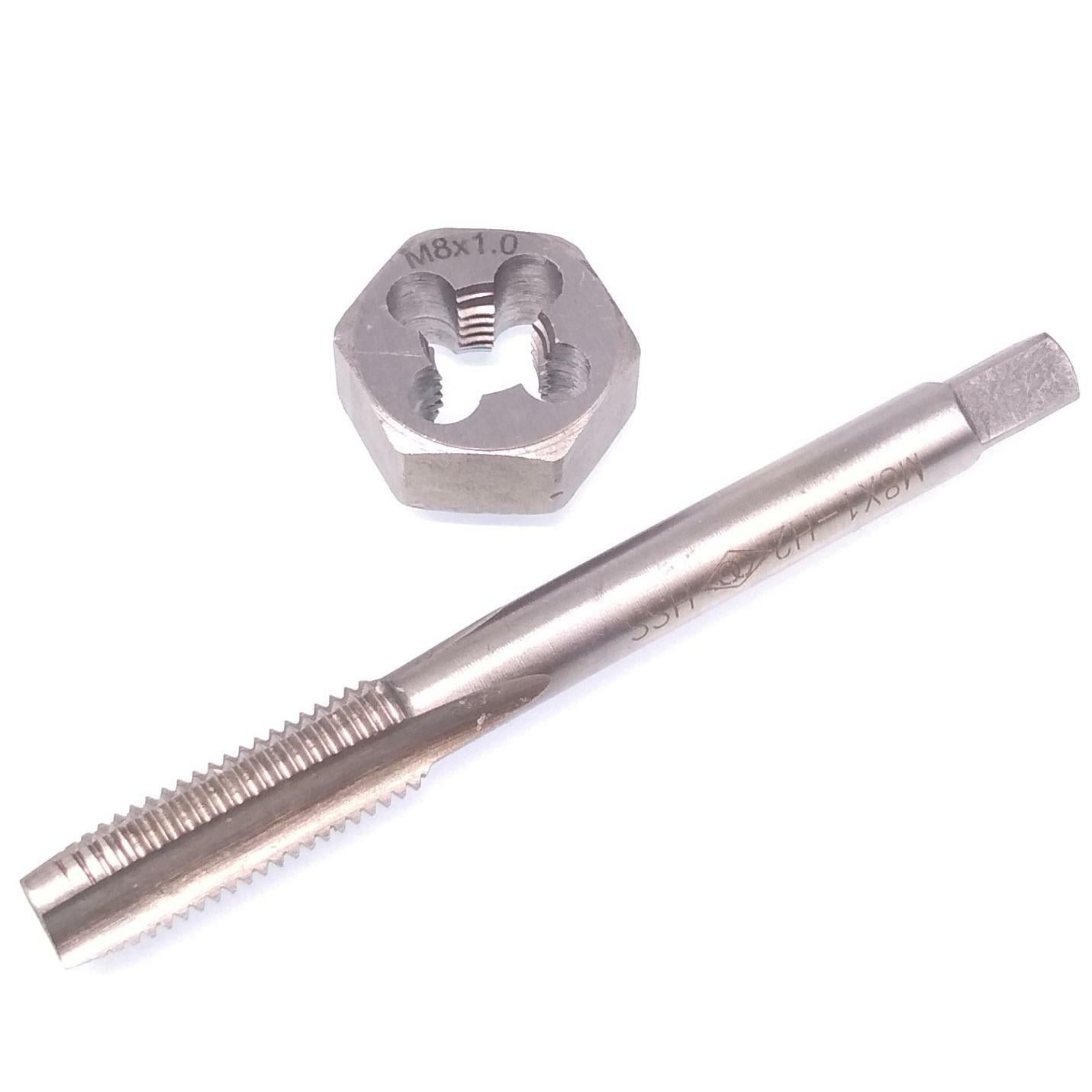 US Stock HSS M8 x 1mm Tap & M8 x 1mm Hexagon Die Metric Thread Right Hand Set