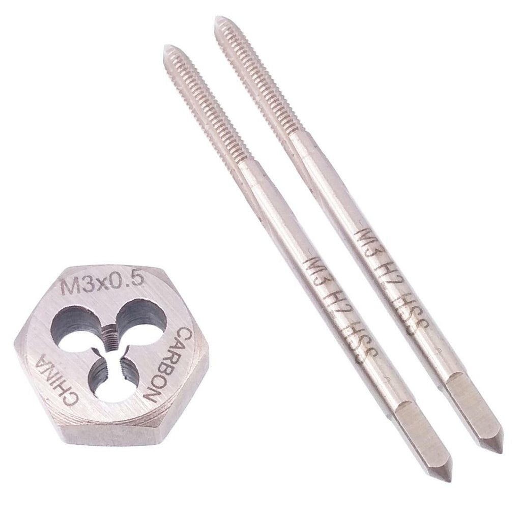 HSS M3 x 0.5mm Taper & Plug Tap & 3 x 0.5mm Hexagon Die Metric Thread Right Hand