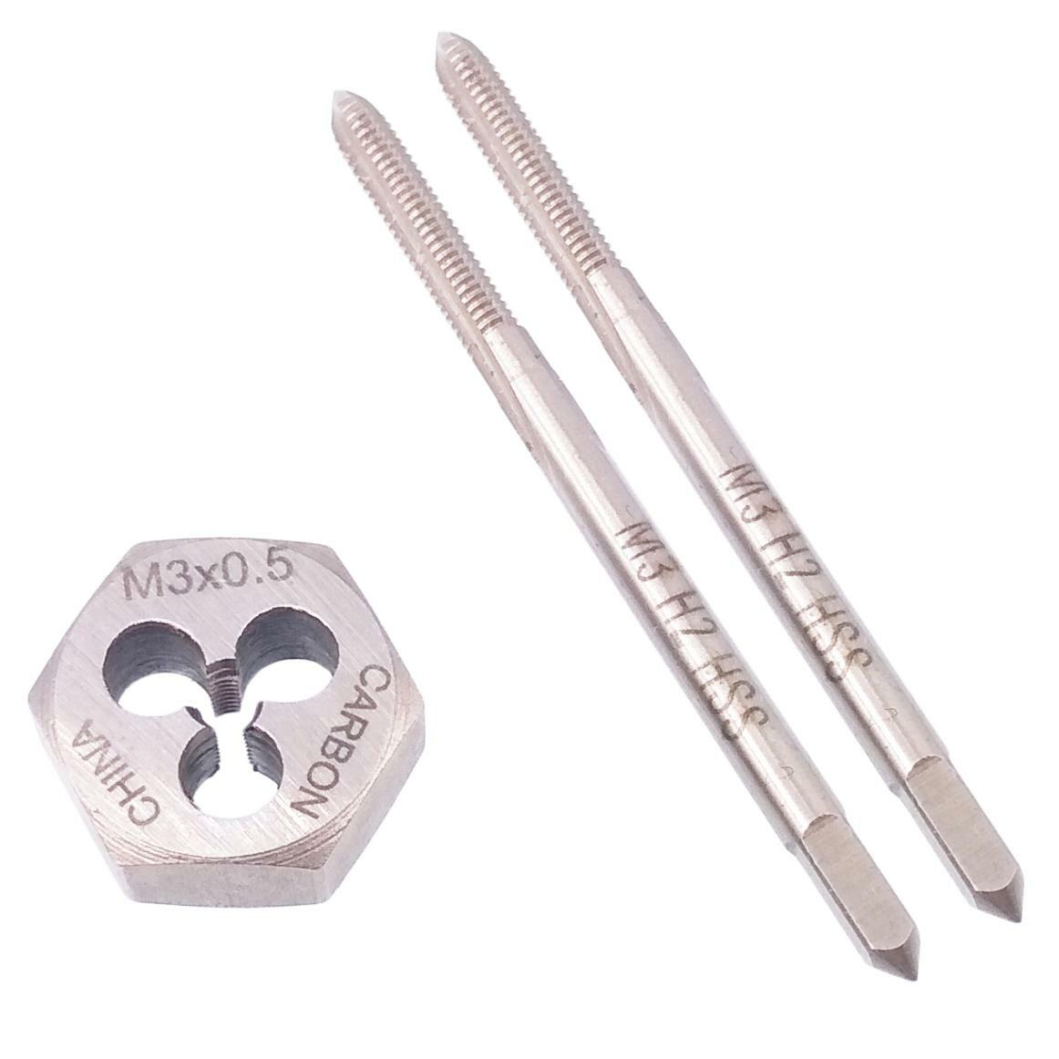 HSS M3 x 0.5mm Taper & Plug Tap & 3 x 0.5mm Hexagon Die Metric Thread Right Hand