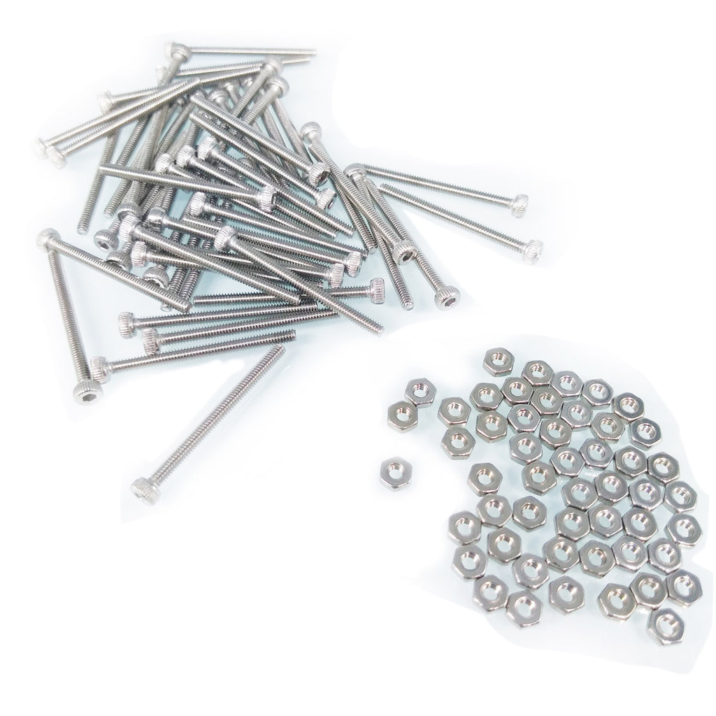 US Stock 50x M2 x 25mm Hex Socket Screw Bolt Knurling DIN912 Stainless Steel Nut
