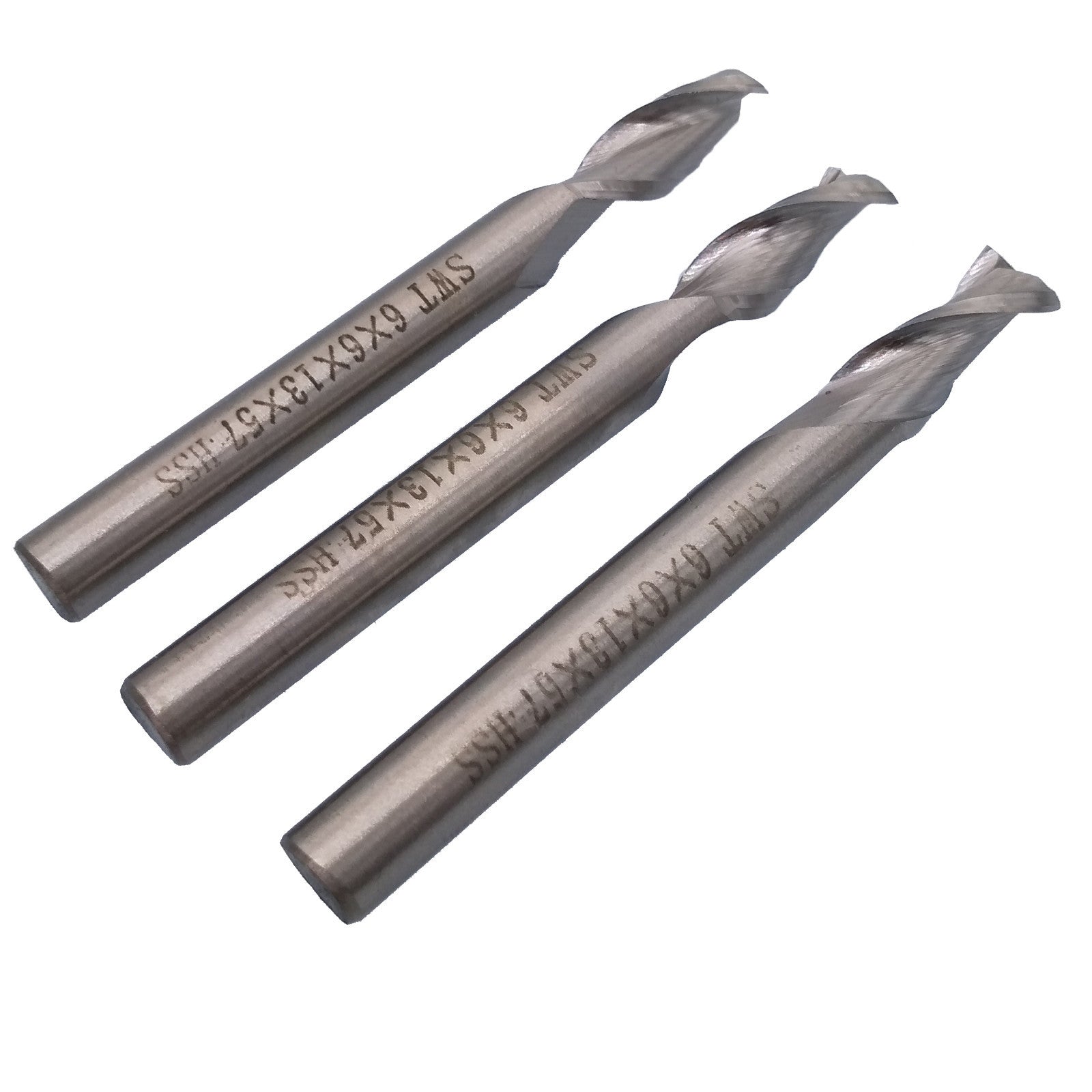US Stock 3pcs 6mm Two 2 Flute HSS & Aluminium End Mill Cutter CNC Bit