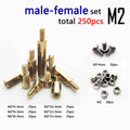 250pcs Solid Brass M2 Hex Column Standoff  Spacer Screw Nut Assortment Kit PCB B