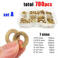 700pcs Mix M2-M8 GB97 Brass Copper Flat Washer Plain Gasket Pad Ring Set Kit