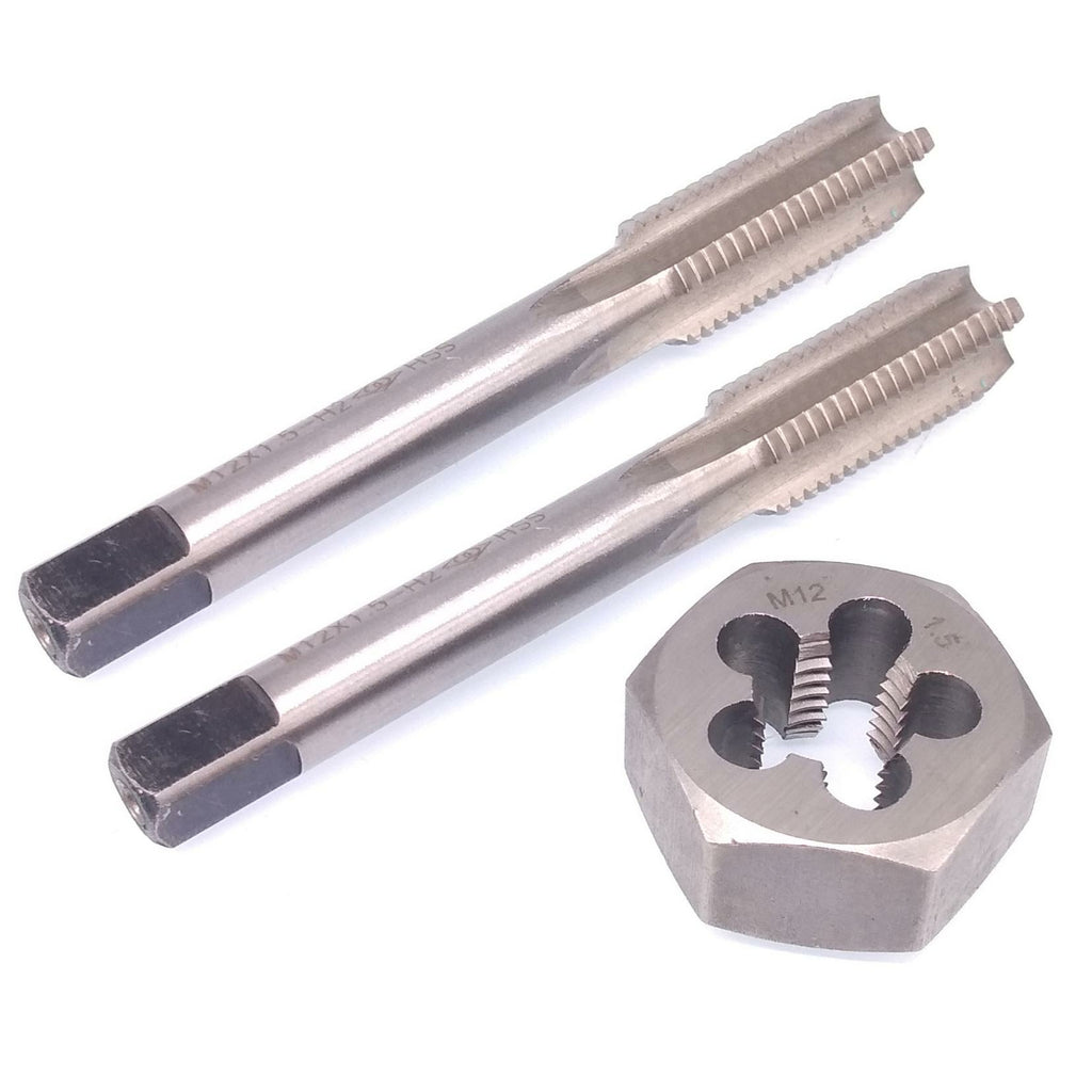 HSS M12 x 1.5mm Taper & Plug Tap & 12x1.5mm Hexagon Die Metric Thread Right Hand
