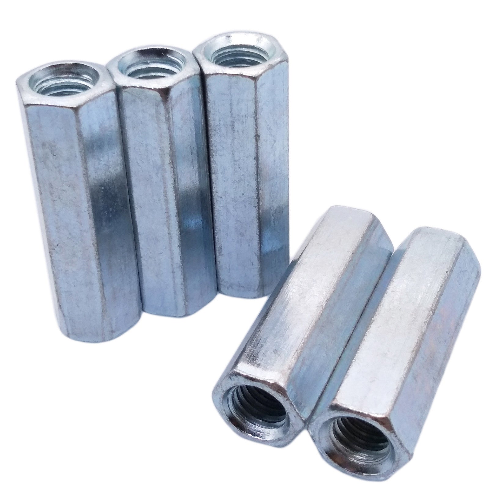 5pcs M8 x 1.25 x 40mm Long Rod Coupling Hex Nut Connector Zinc Plated