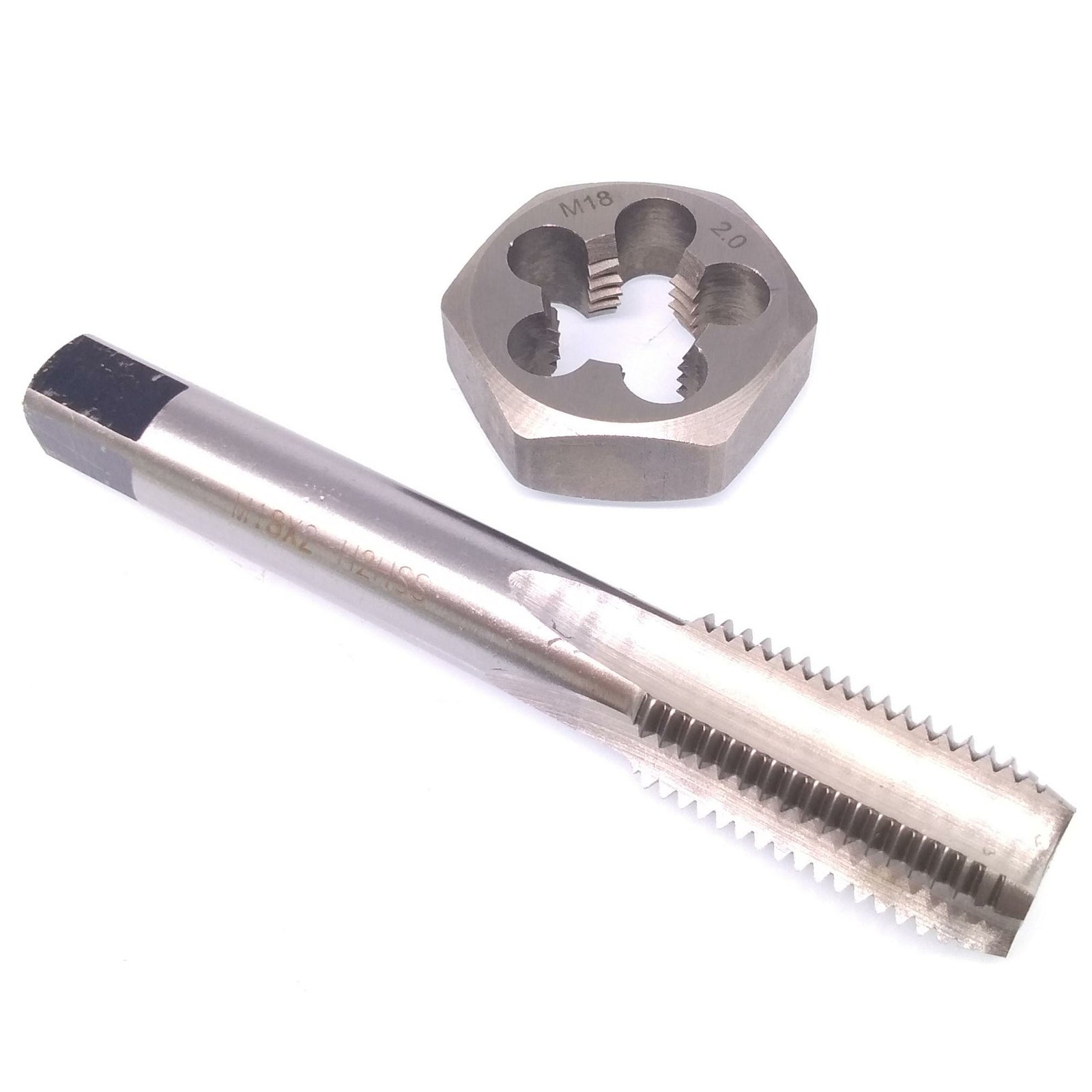 US Stock HSS M18 x 2mm Tap & M18 x 2mm Hexagon Die Metric Thread Right Hand Set