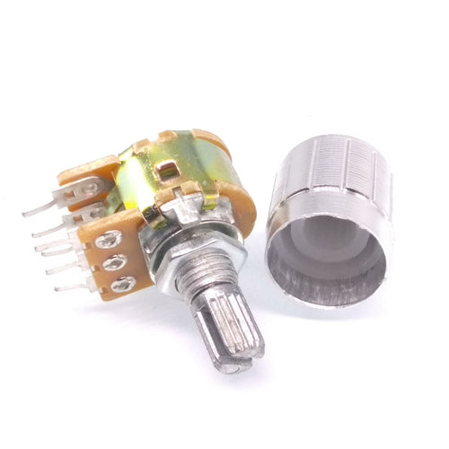 10 Units 100K B100K OHM Linear Taper Rotary Dual Potentiometer POT Silver Knob
