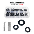 320pcs M1.6-M8 DIN912 GB97 Carbon Steel Flat Washer Plain Gasket Ring Pad Set