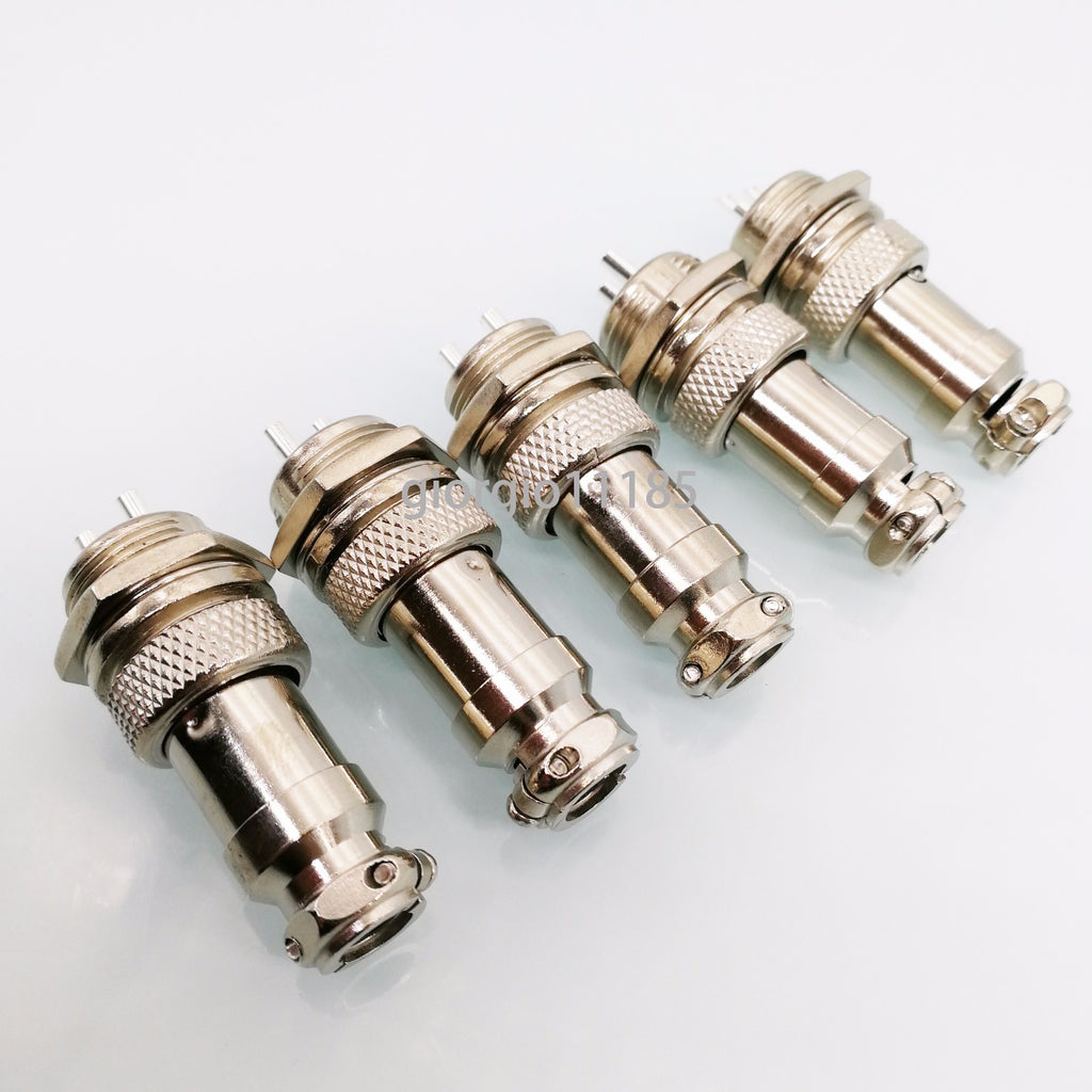 US Stock 5 Pair Aviation Plug 2Pin Female Panel Metal Wire Connector 16mm GX16-2