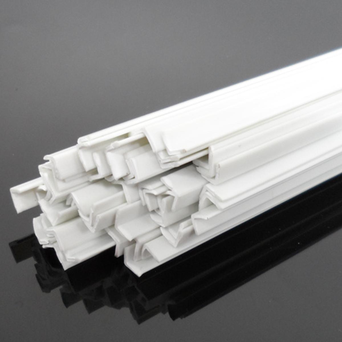 20pcs 4 x 4 x 250mm ABS Styrene Plastic L Shape Right Angle Bars White