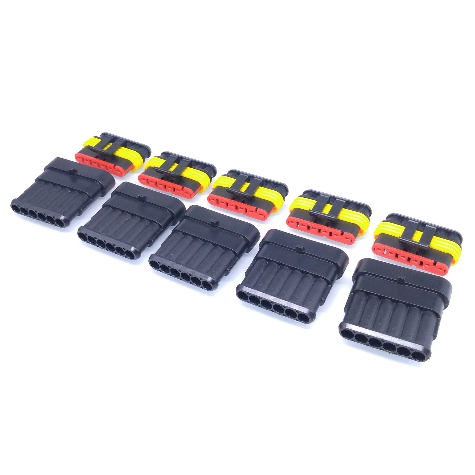 US Stock 5 Sets 6 Pin Way Sealed Waterproof Electrical Wire Connector Plug Kit