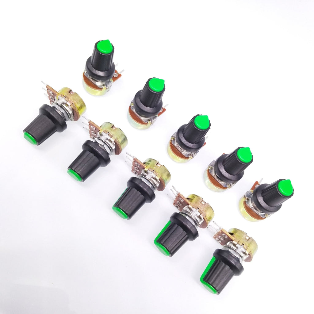 US Stock 10 Units 50K B50K OHM Linear Taper Rotary Potentiometer POT Green Knob