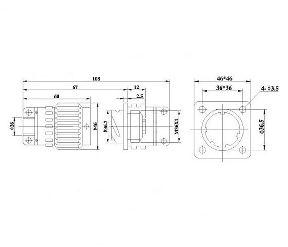 AU Stock  Military 50-Pin Male Female Circular Connector Y2M-50TK/ZJ YP36-50