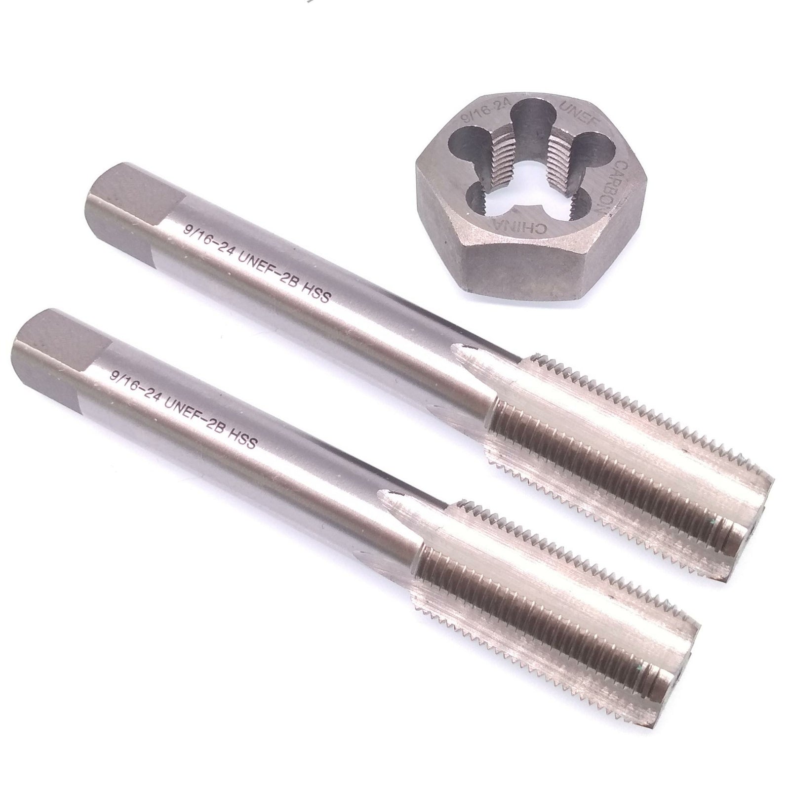 HSS 9/16-24 Taper & Plug Tap & 9/16-24 Hexagon Die Thread Right Hand Set