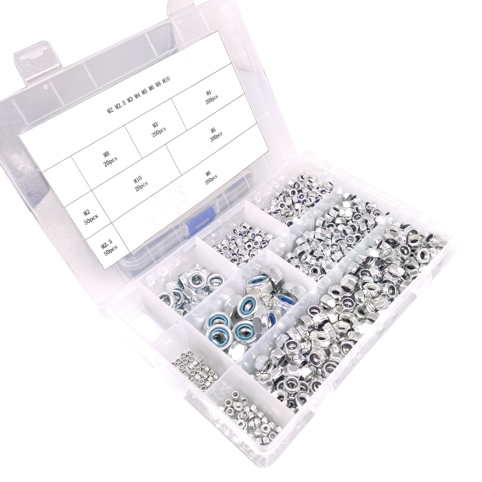 940x Self-Locking Nylon Insert Hex Nuts Zinc plated Carbon Steel Assortment Kit