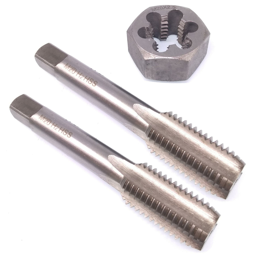 HSS M20 x 2.5mm Taper & Plug Tap & 20x2.5mm Hexagon Die Metric Thread Right Hand