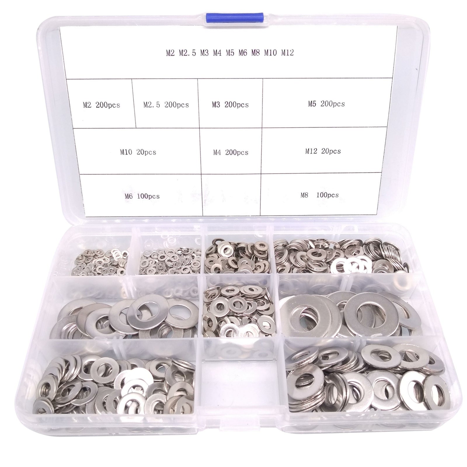 1240pcs Stainless Steel Flat Washers Assortment Kit US Stock