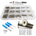 750pc M1.2-M3 Silver Mini Phillips Ultra Thin Flat Wafer Head Screw Bolt Set Kit