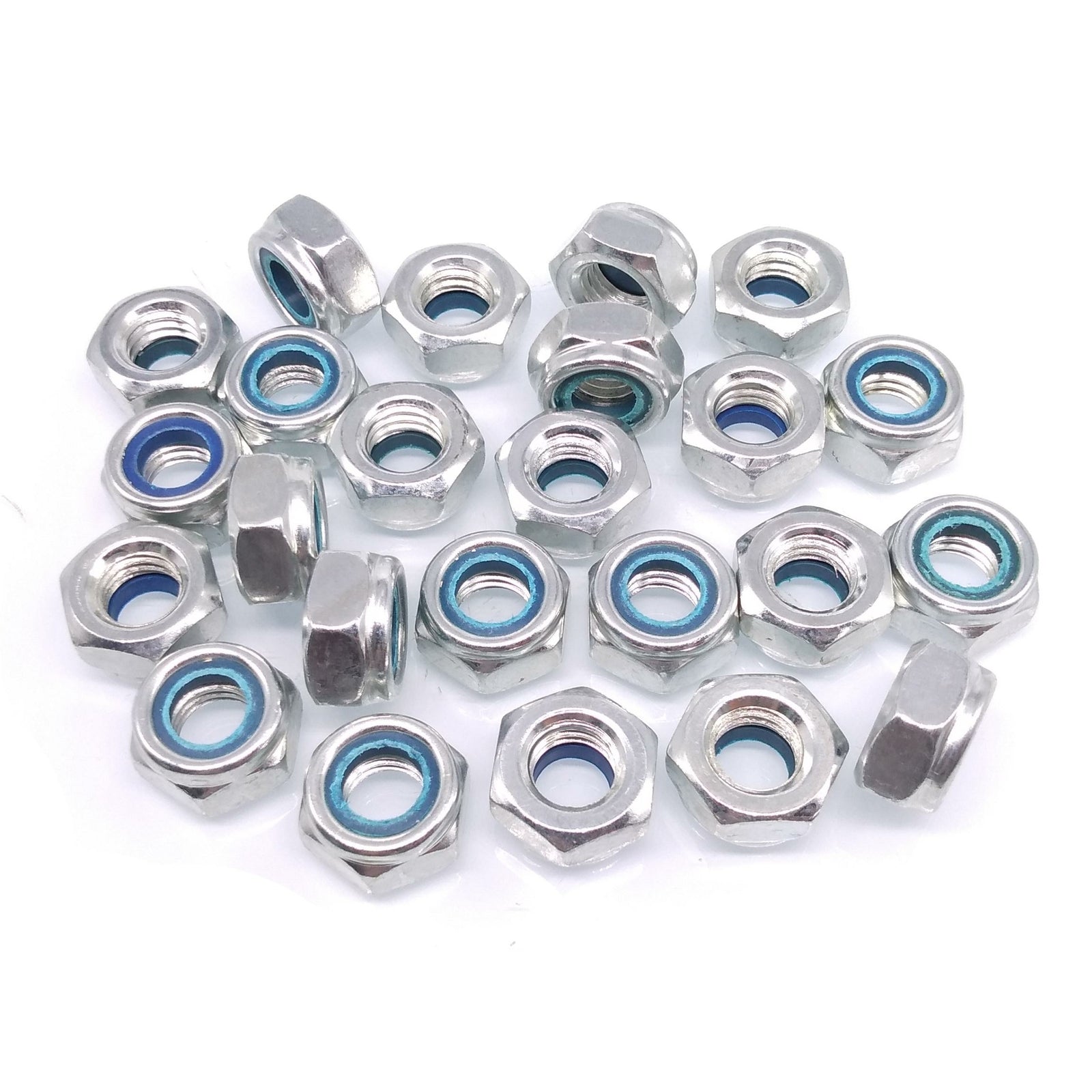 50x M10 x 1.5mm Self-Locking Nylon Insert Hex Nuts Zinc plated Carbon Steel