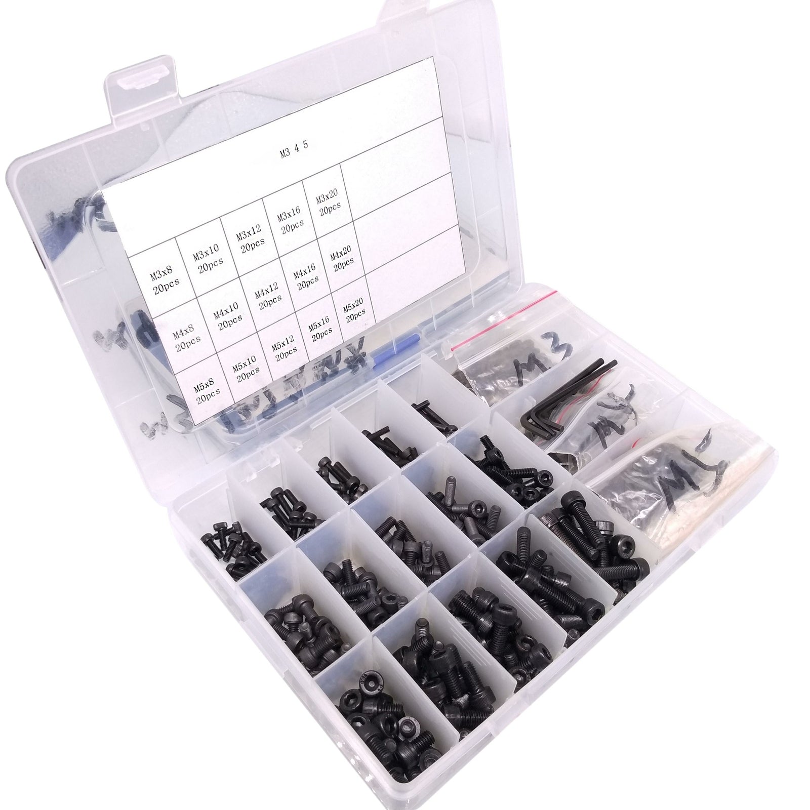 300x Socket Head Cap Screws Steel Allen Socket Nut Washer Wrench Assortment Kit