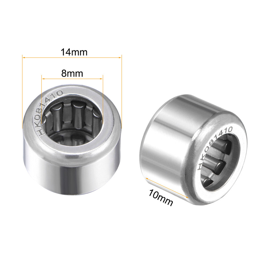 4pcs HK081410 Drawn Cup Needle Roller Bearings 8mm Bore, 14mm OD, 10mm Width