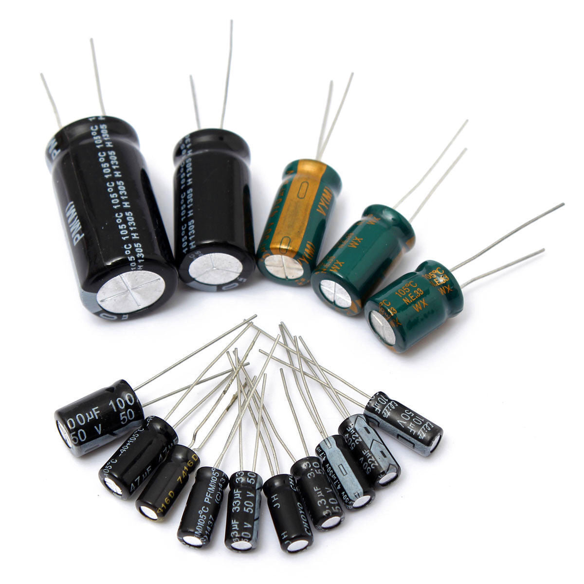 AU Stock 120Pcs 15 value 50V 1uF-2200uF Electrolytic Capacitor Assortment Kit