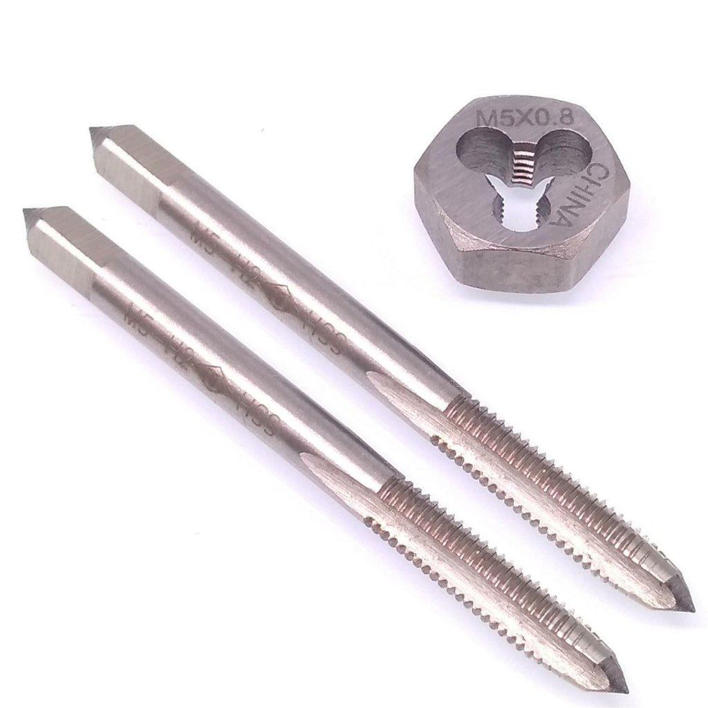 HSS M5 x 0.8mm Taper & Plug Tap & M5x0.8mm Hexagon Die Metric Thread Right Hand