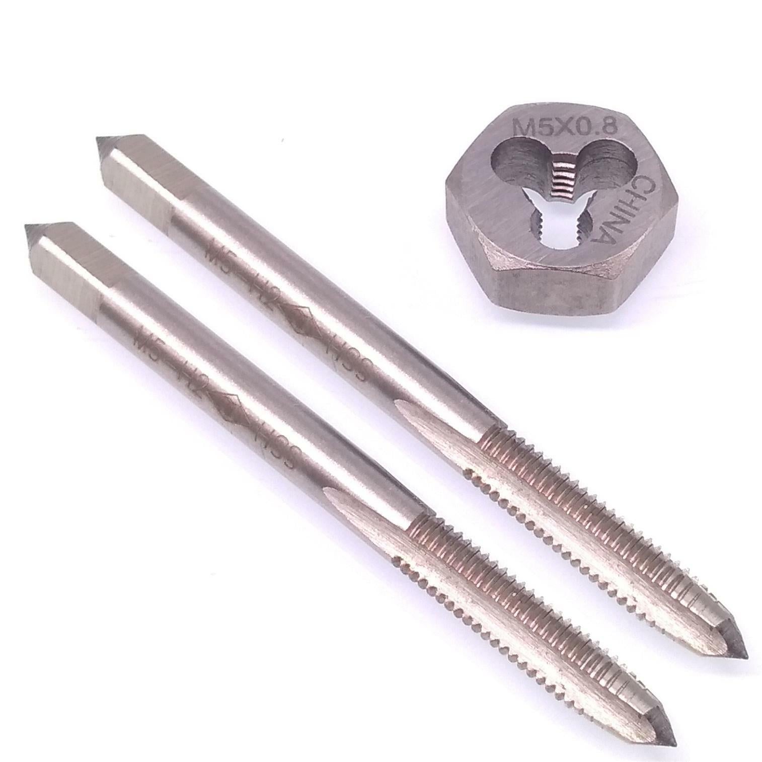 HSS M5 x 0.8mm Taper & Plug Tap & M5x0.8mm Hexagon Die Metric Thread Right Hand
