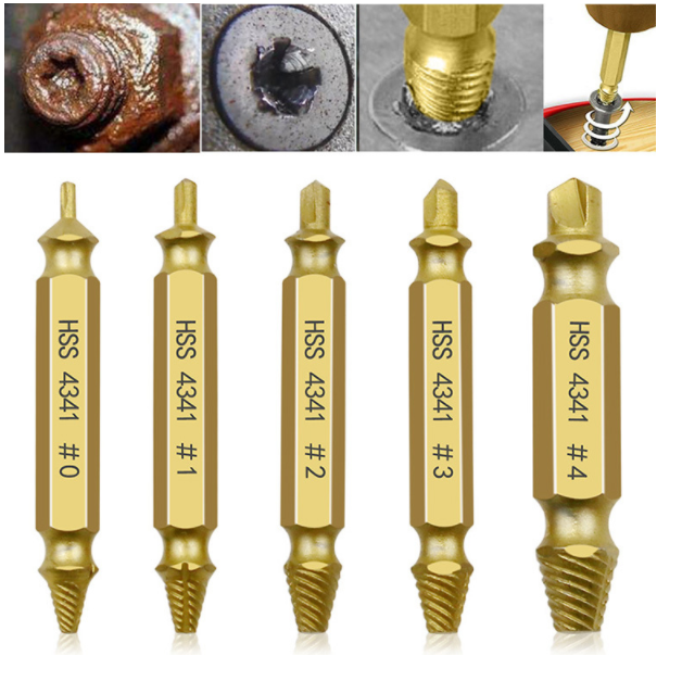 5pcs Damaged Screw Extractor Speed Out Drill Bits Tool Broken Bolt Remover